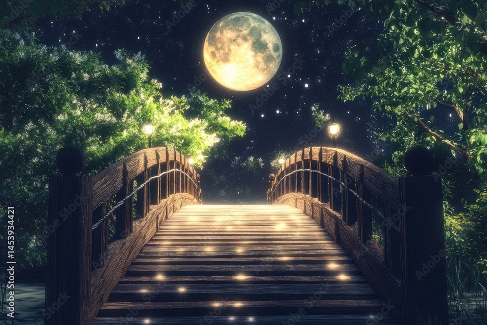 Fototapeta premium Mystical Moonlight Bridge
