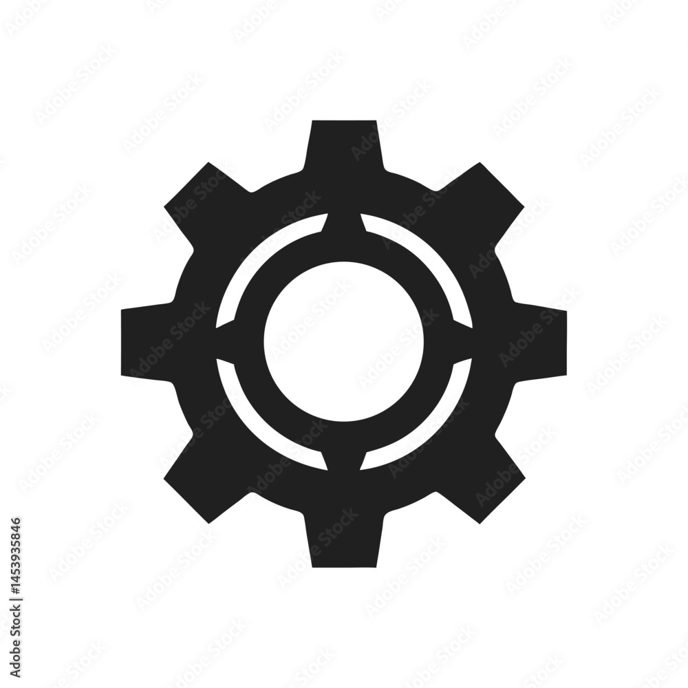 gear icon sign of silhouette vector illustration on white background gear icon sign of silhouette vector illustration on white background
