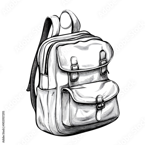 Backpack symbol - minimalist black and white vector art - perfect for tattoos, logos - isolated on white