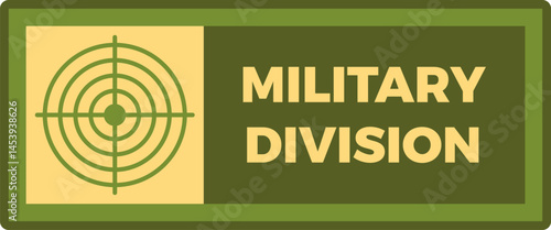 Military division sign featuring a target symbol, embodying precision and accuracy while highlighting strategic targeting in armed forces operations and tactical missions