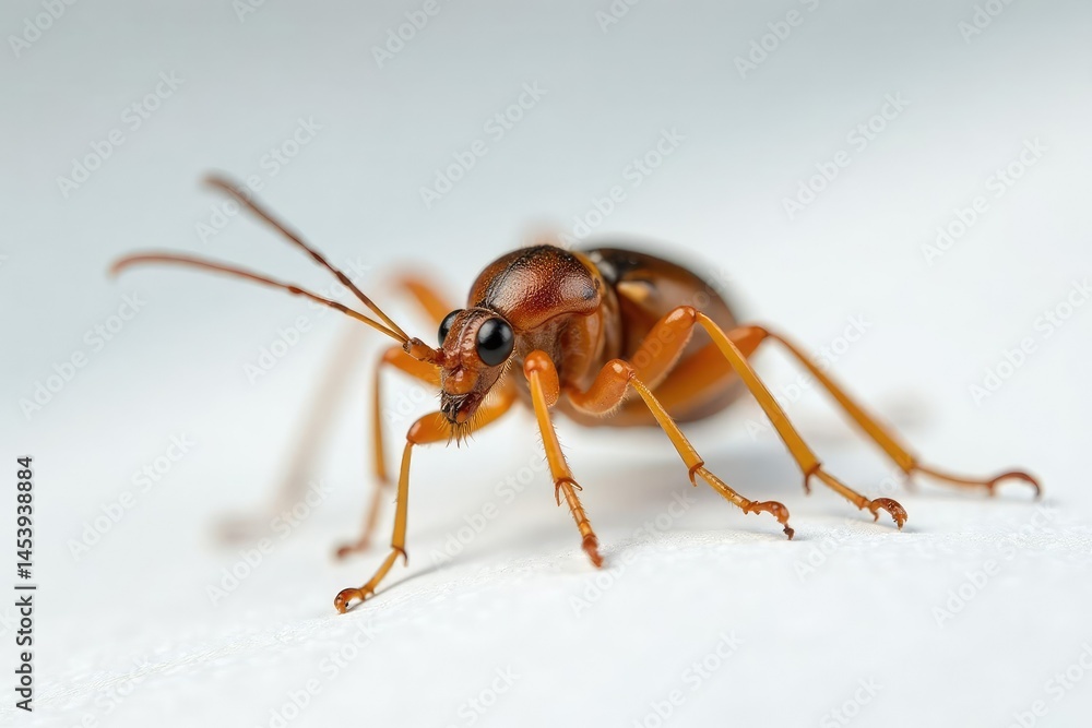 Close-up of a single insect on pure white background, white background, illustration Close-up of a single insect on pure white background, white background, illustration