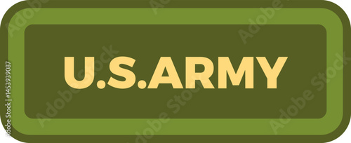 Simple rectangular U.S. Army logo with yellow writing and double green border representing the military land warfare service branch of the United States Armed Forces