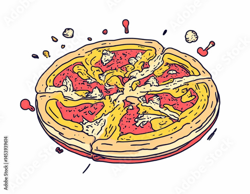 Fun Pizza Clipart with Melting Cheese and Pepperoni