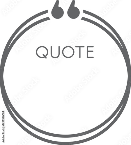 Circular frame with quotation marks is waiting to be filled with inspiring and memorable words, providing a perfect space for capturing thoughts and ideas