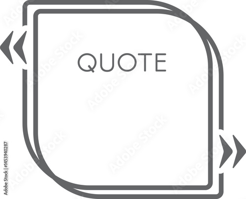 Quote box with double rounded corners and arrows inviting to swipe to read more, isolated on white background, ideal for websites and social media