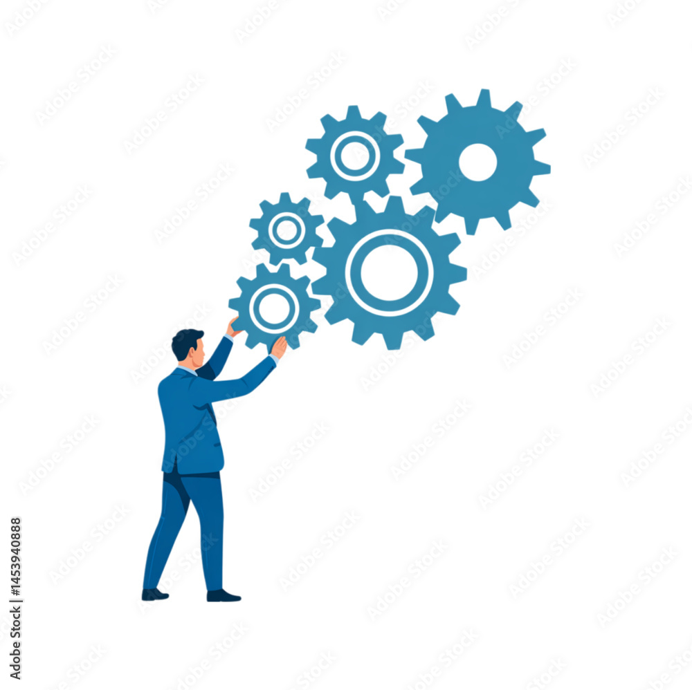Teamwork and Business Mechanism Concept Illustration Teamwork and Business Mechanism Concept Illustration