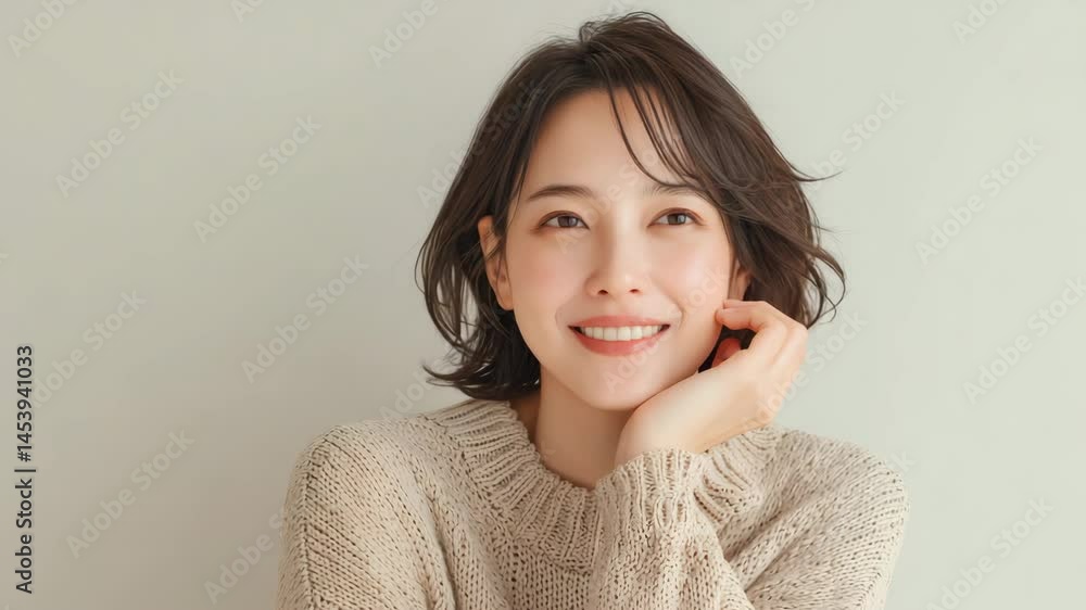 微笑む女性のフレッシュな表情 微笑む女性のフレッシュな表情