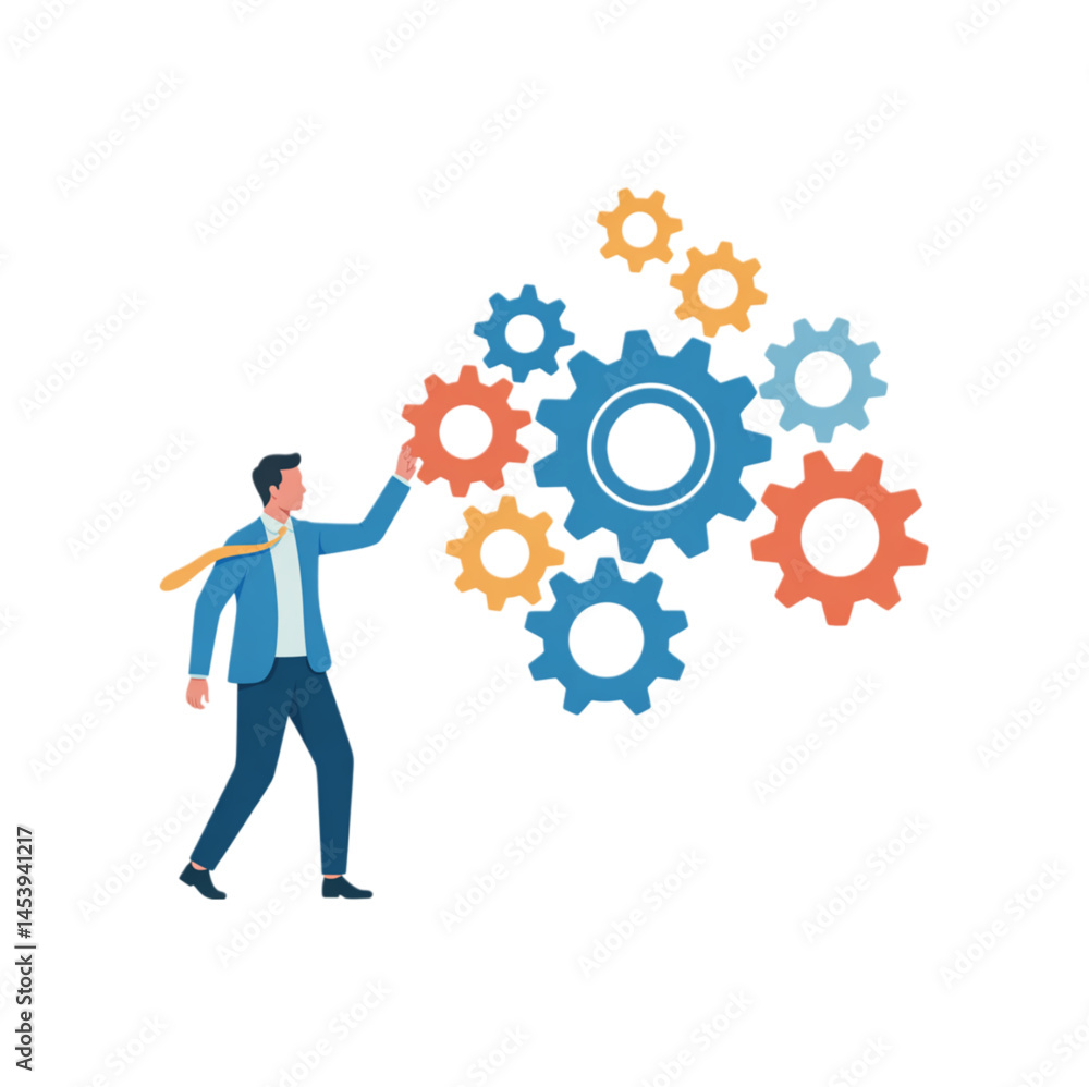 Teamwork and Business Mechanism Concept Illustration Teamwork and Business Mechanism Concept Illustration