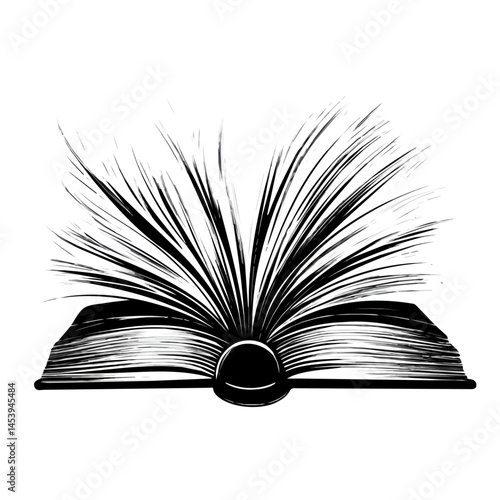 Book symbol - black and white design for tattoos, logos and vectors - isolated on white