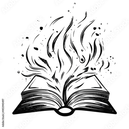 Book symbol - minimalist black and white vector art - perfect for tattoos, logos - isolated on white