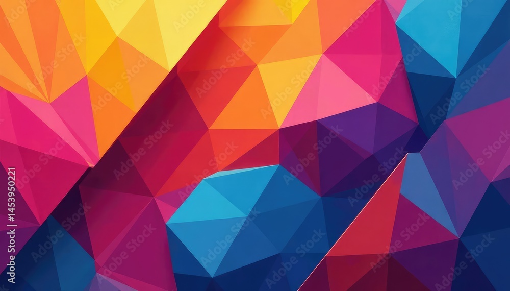 Abstract geometric shapes repeat in vibrant color , circles, triangles, graphic