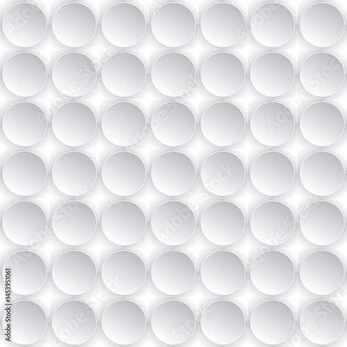 Seamless 3D circle pattern with soft shadows on a white background, ideal for modern design, wallpaper, and abstract backgrounds.