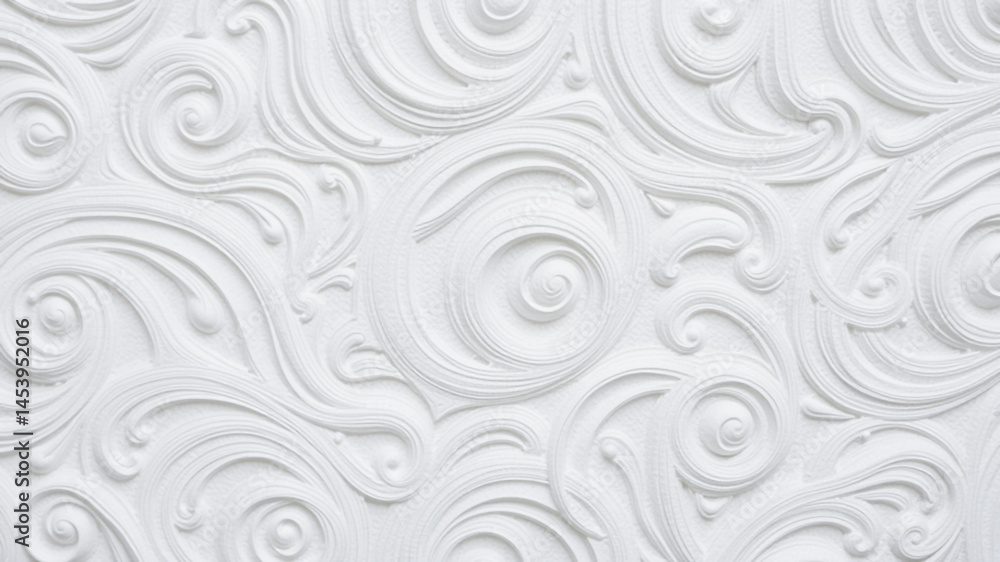 Abstract White Relief Swirl Pattern on a Wall Abstract White Relief Swirl Pattern on a Wall