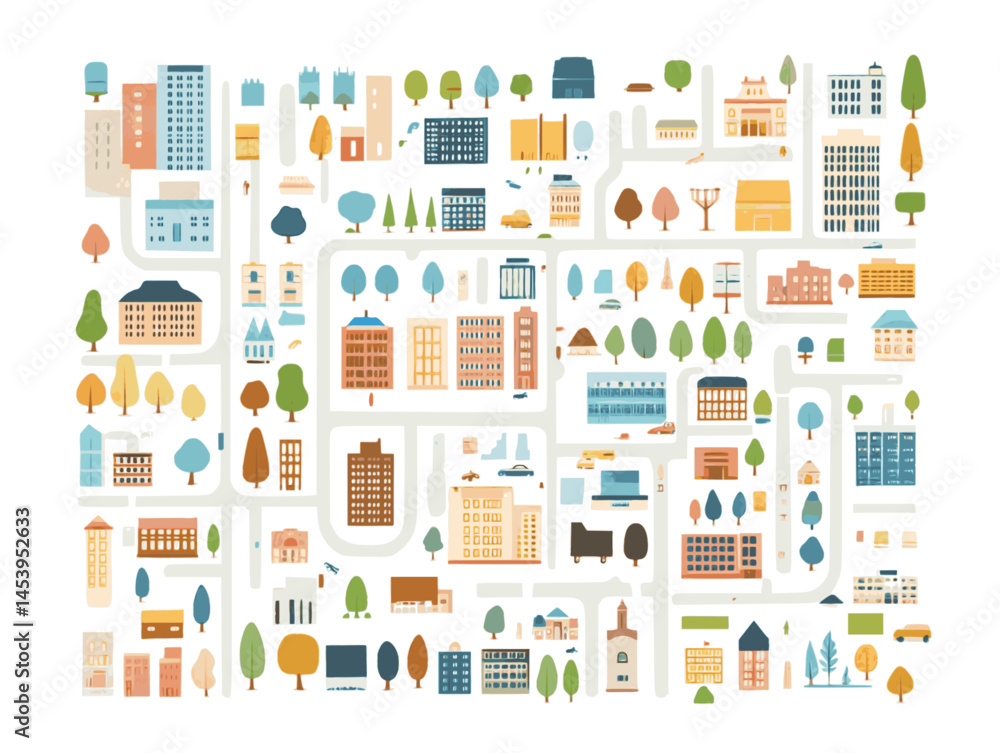 Flat City Map Elements – Vector Icons Flat City Map Elements – Vector Icons