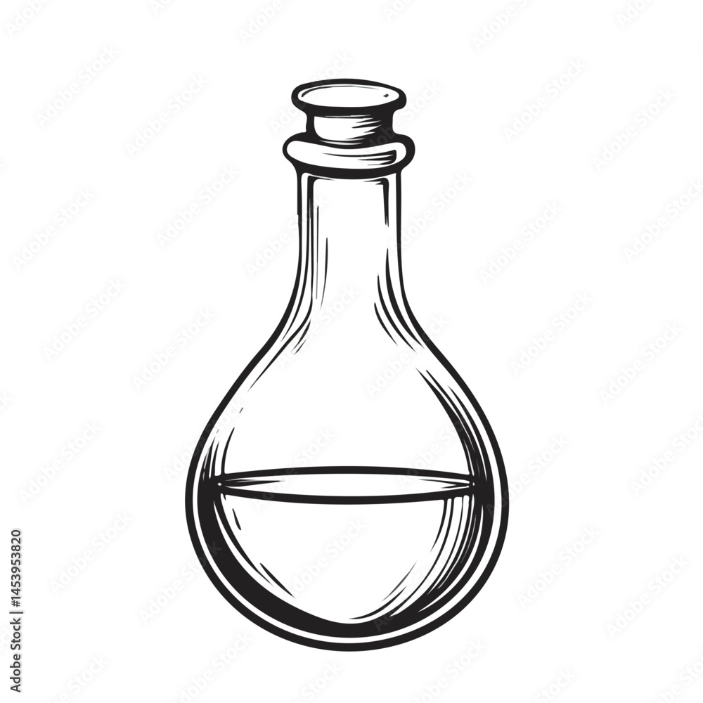 Chemical Flask symbol - black and white & minimalist design for tattoos, logos, vectors - isolated on white background. Chemical Flask symbol - black and white & minimalist design for tattoos, logos, vectors - isolated on white background.