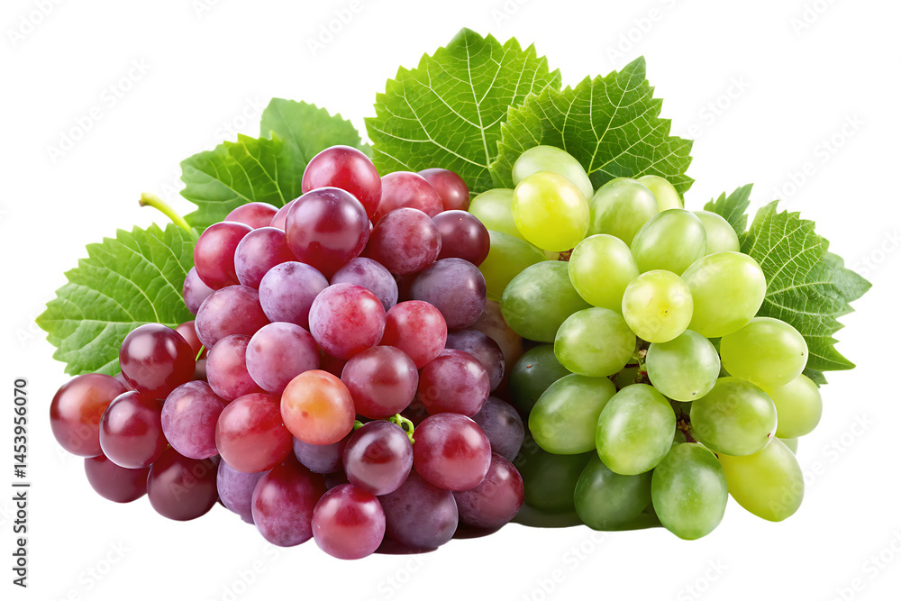 Fototapeta premium Red and Green grape isolated on the white background. PNG