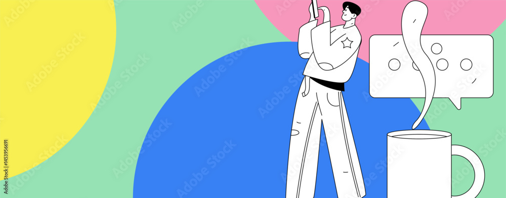 Obraz premium Communicate with consultants flat vector character concept operation hand drawn illustration 