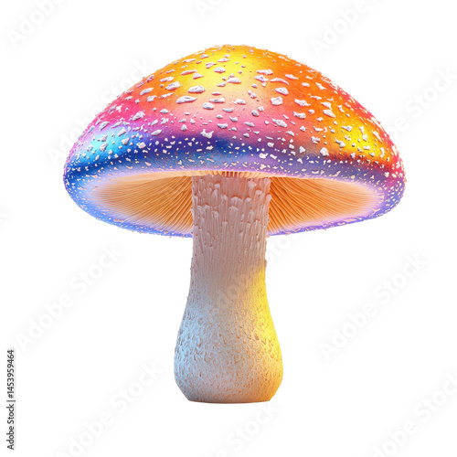 Colorful glowing mushroom isolated on white png neon glowing toadstool png psychedelic mushroom png fantasy plant light png transparent background image