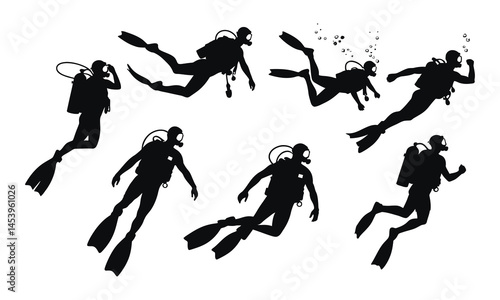 scuba diving vector set on white background