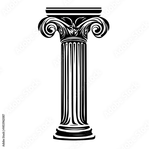 Column symbol - black and white design for tattoos, logos and vectors - isolated on white