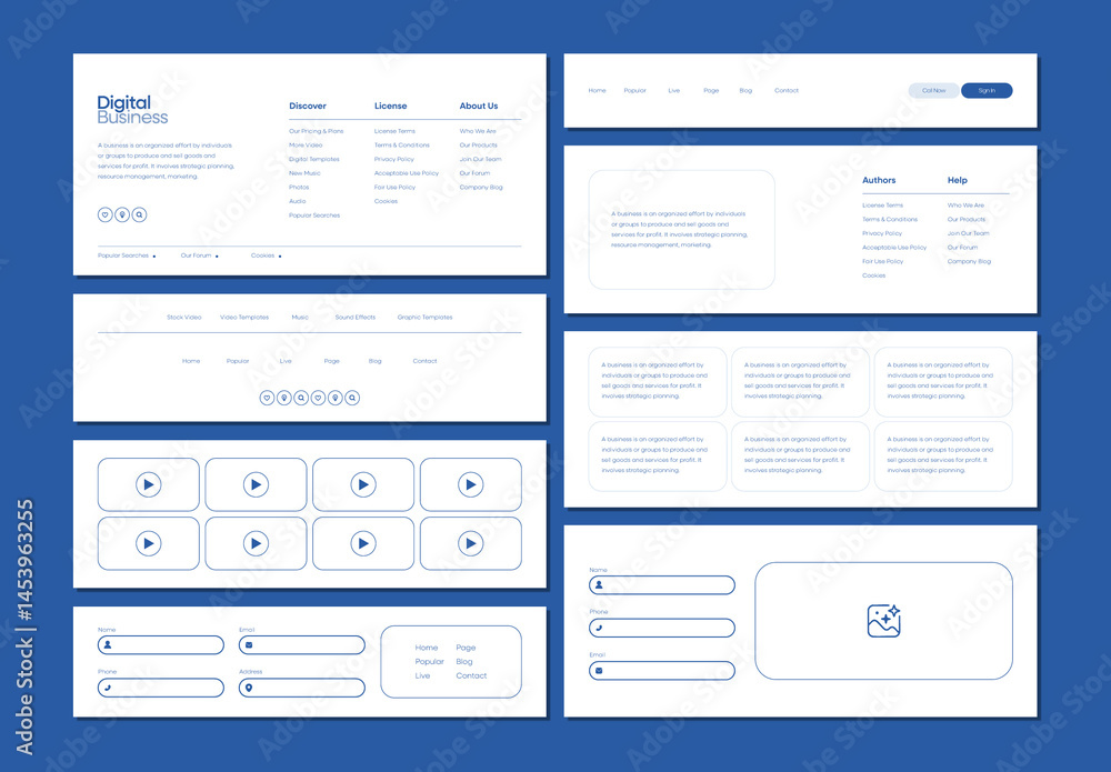 Footer Wireframe UX UI Design Template Stock Template | Adobe Stock