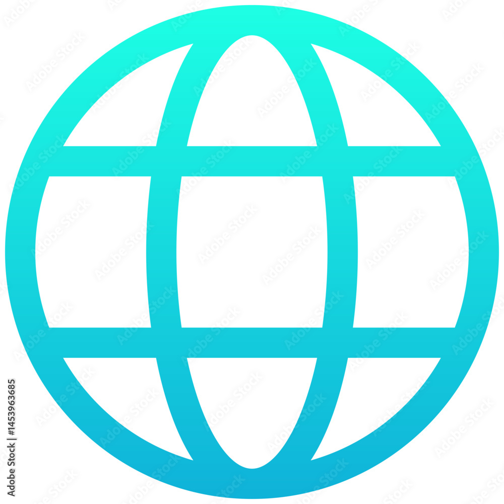 Globe Web Symbol Icon, Grid Vector Illustration, Line Gradient Style Isolated Vector Icon. Globe Web Symbol Icon, Grid Vector Illustration, Line Gradient Style Isolated Vector Icon.