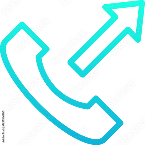 Outgoing Call Vector Line Gradient Icon.