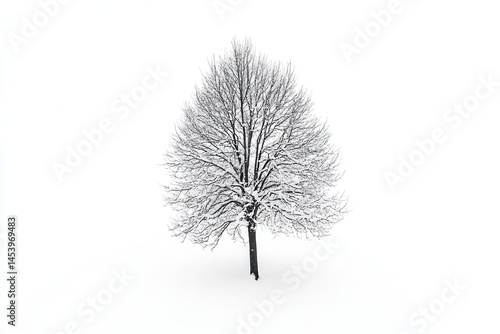 Wallpaper Mural Snow-covered tree stands alone in a white landscape, evoking solitude and winter beauty Torontodigital.ca