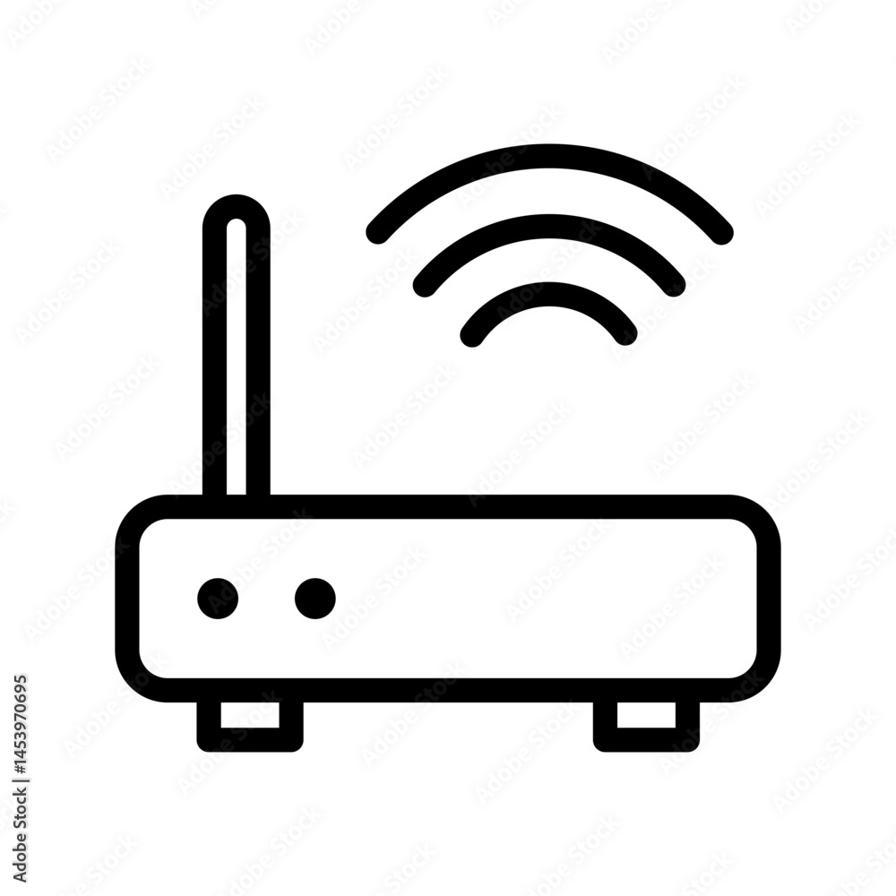Wi-Fi Router Icon with Signal Waves Wi-Fi Router Icon with Signal Waves