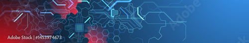Stylized view of gears integrated with microcircuits. Concept of combining mechanics and electronics. Vector