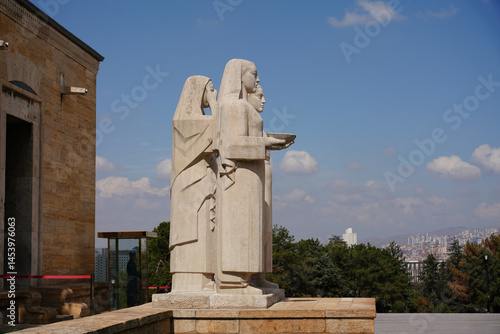 Turkish Women sculpture located at the entrance of the Road of Lions in Anitkabir, Ankara, Turkiye