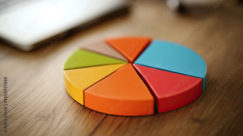 Obraz premium Colorful Pie Chart on Desk.