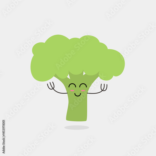 Cute cartoon style bright green broccoli vector, suitable for healthy, children