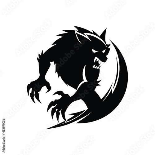 flat werewolf claws slashing icon of silhouette vector illustration