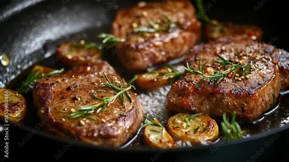 frying pan with meat, black pan, butter, mushroom, cheese, paella, steak, vegetable, squid, egg omelette, chicken, shrimp, oil, beef, pork, sausage frying pan with meat, black pan, butter, mushroom, cheese, paella, steak, vegetable, squid, egg omelette, chicken, shrimp, oil, beef, pork, sausage