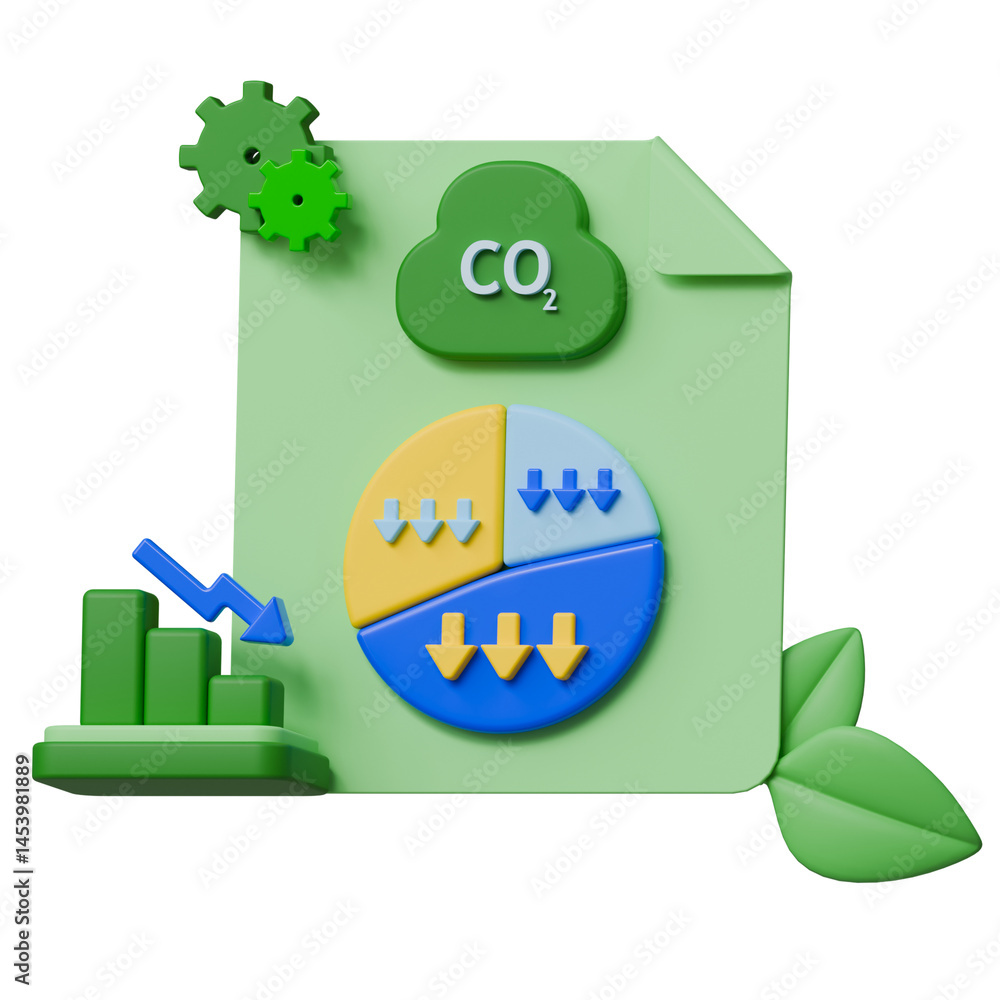 ภาพประกอบสต็อก Carbon dioxide emissions reduction report shows decline ...