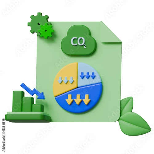 Carbon dioxide emissions reduction report shows decline in levels with sustainable progress.