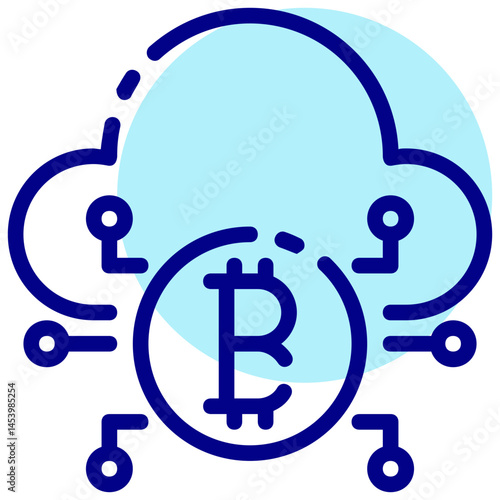 bitcoin cloud vector mixed outline icon