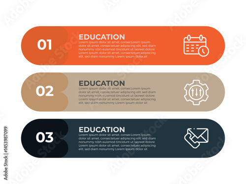 3 Steps business data visualization timeline process infographic template design with icons. Business promote infograph.