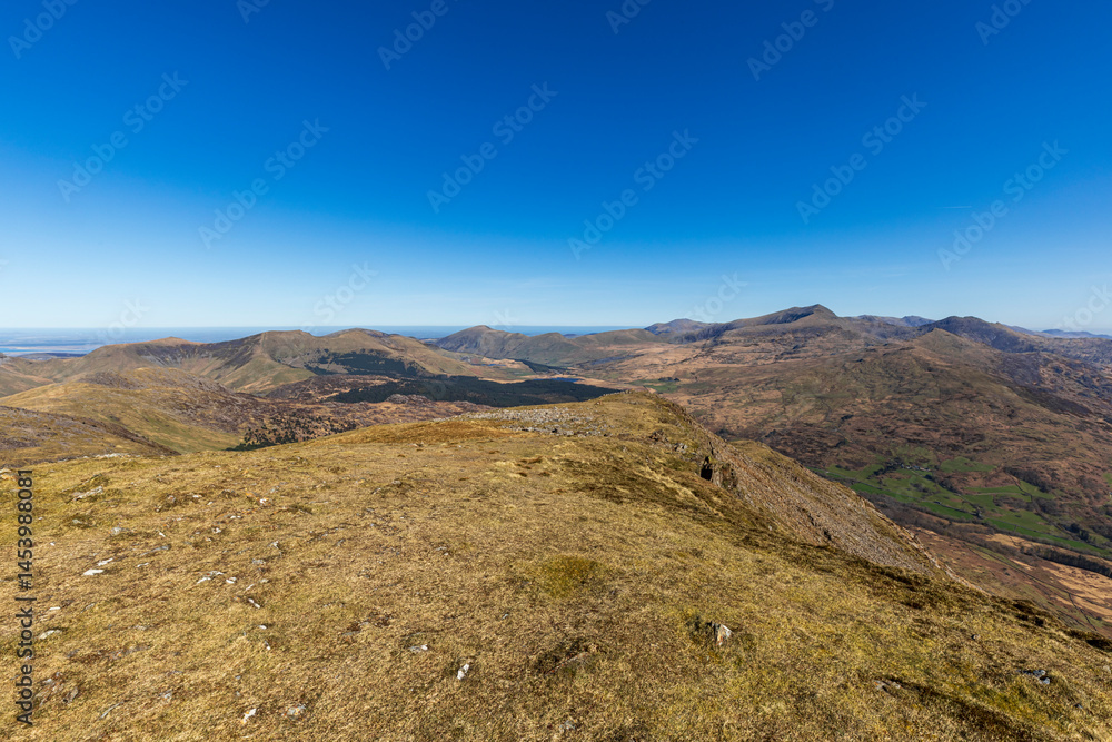 Trail on the cricular route of Moel Hebog, Beddgelert, Snowdonia national park Trail on the cricular route of Moel Hebog, Beddgelert, Snowdonia national park