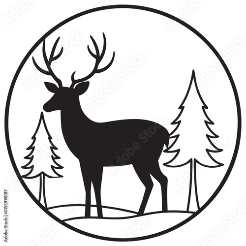 deer vector in forest vector