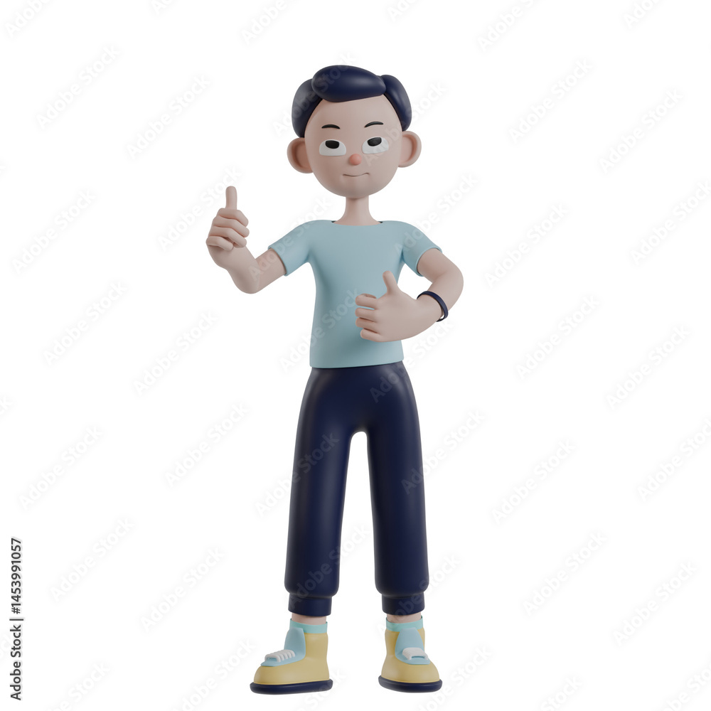 3d render man character finger posing ok with 2 thumbs up gesture 3d render man character finger posing ok with 2 thumbs up gesture