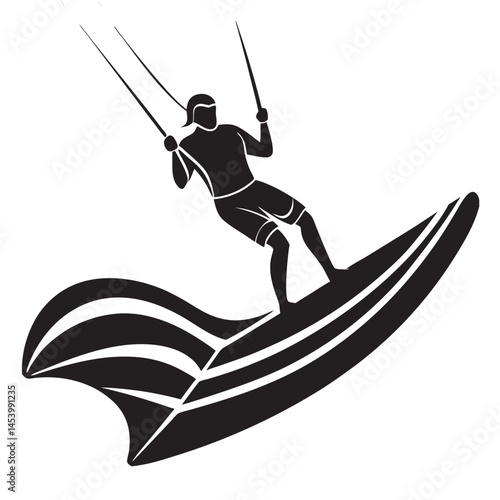 kitesurfing athlete on waves