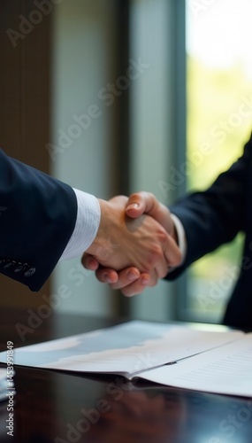 Successful business deal, handshake in boardroom, negotiation, executives