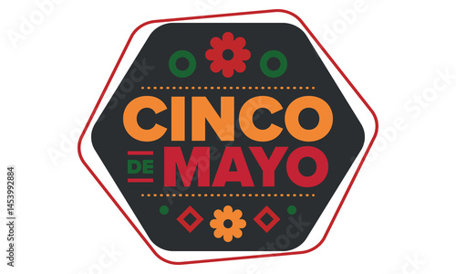 Cinco de Mayo in Mexico. Traditional mexican fiesta in May. National happy holiday with carnival, festival and parade. Latin american and spanish pattern. Illustration with sombrero. Vector poster