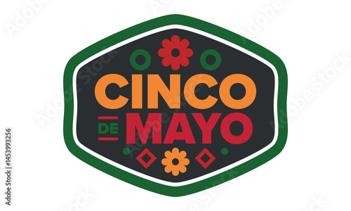 Cinco de Mayo in Mexico. Traditional mexican fiesta in May. National happy holiday with carnival, festival and parade. Latin american and spanish pattern. Illustration with sombrero. Vector poster