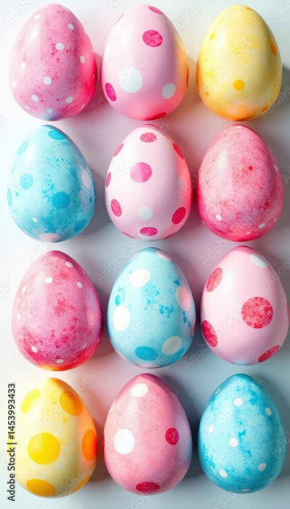 Pastel watercolor Easter eggs, various patterns, isolated , texture, happy easter, festive Pastel watercolor Easter eggs, various patterns, isolated , texture, happy easter, festive