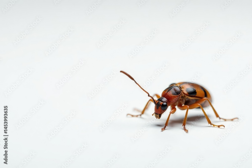 Close-up of a single insect on a plain white background, macro, bug Close-up of a single insect on a plain white background, macro, bug