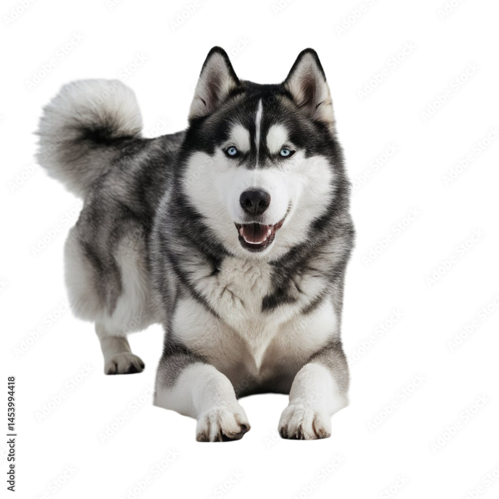 Siberian husky with piercing blue eyes isolated on transparent background Siberian husky with piercing blue eyes isolated on transparent background