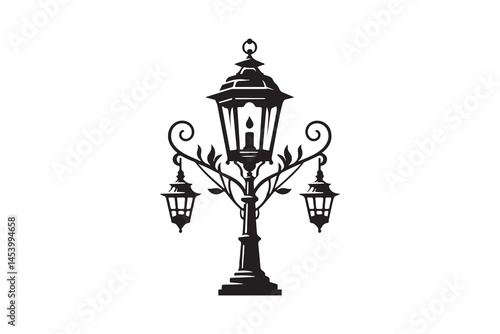 Victorian Lantern Silhouettes with white background